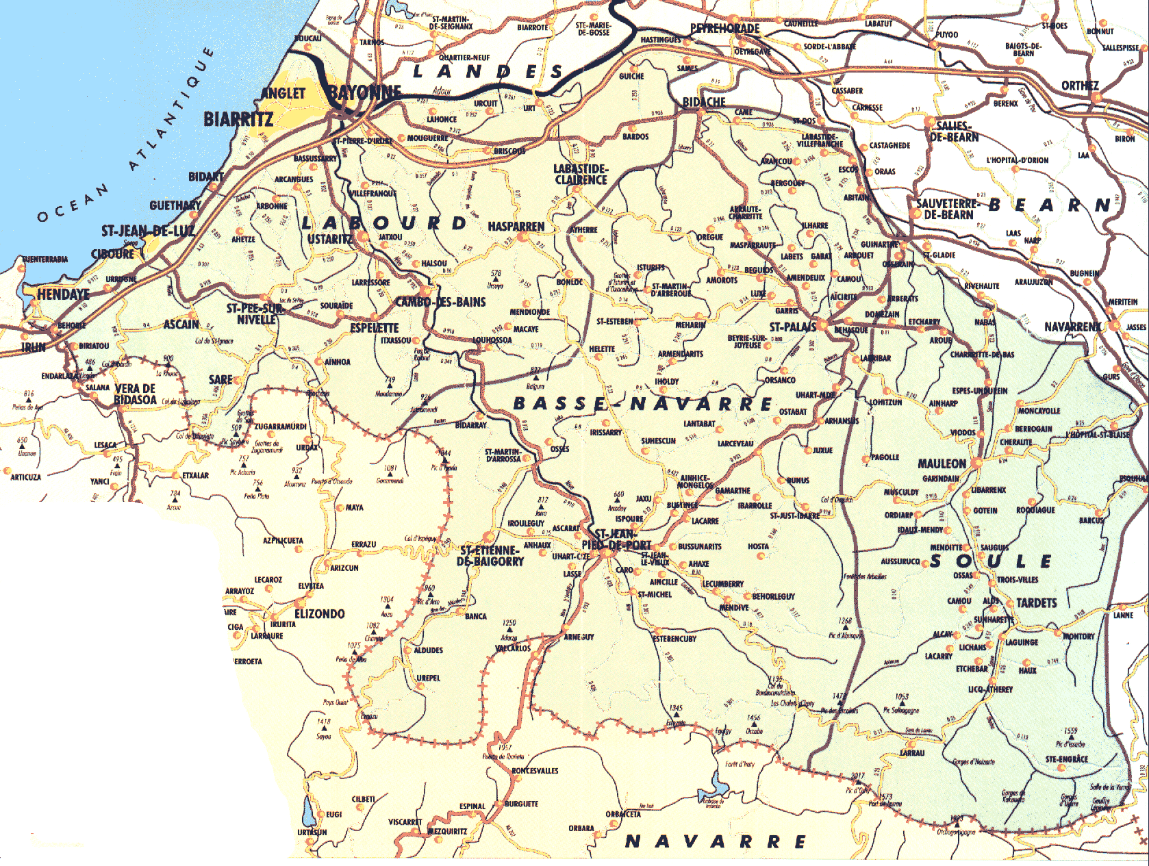 Carte du Pays basque iparalde. ( temps de chargement important...)